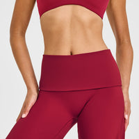 SoftMotion™ Fold Over Straight Leg Bottoms with White Logo | Ruby Red