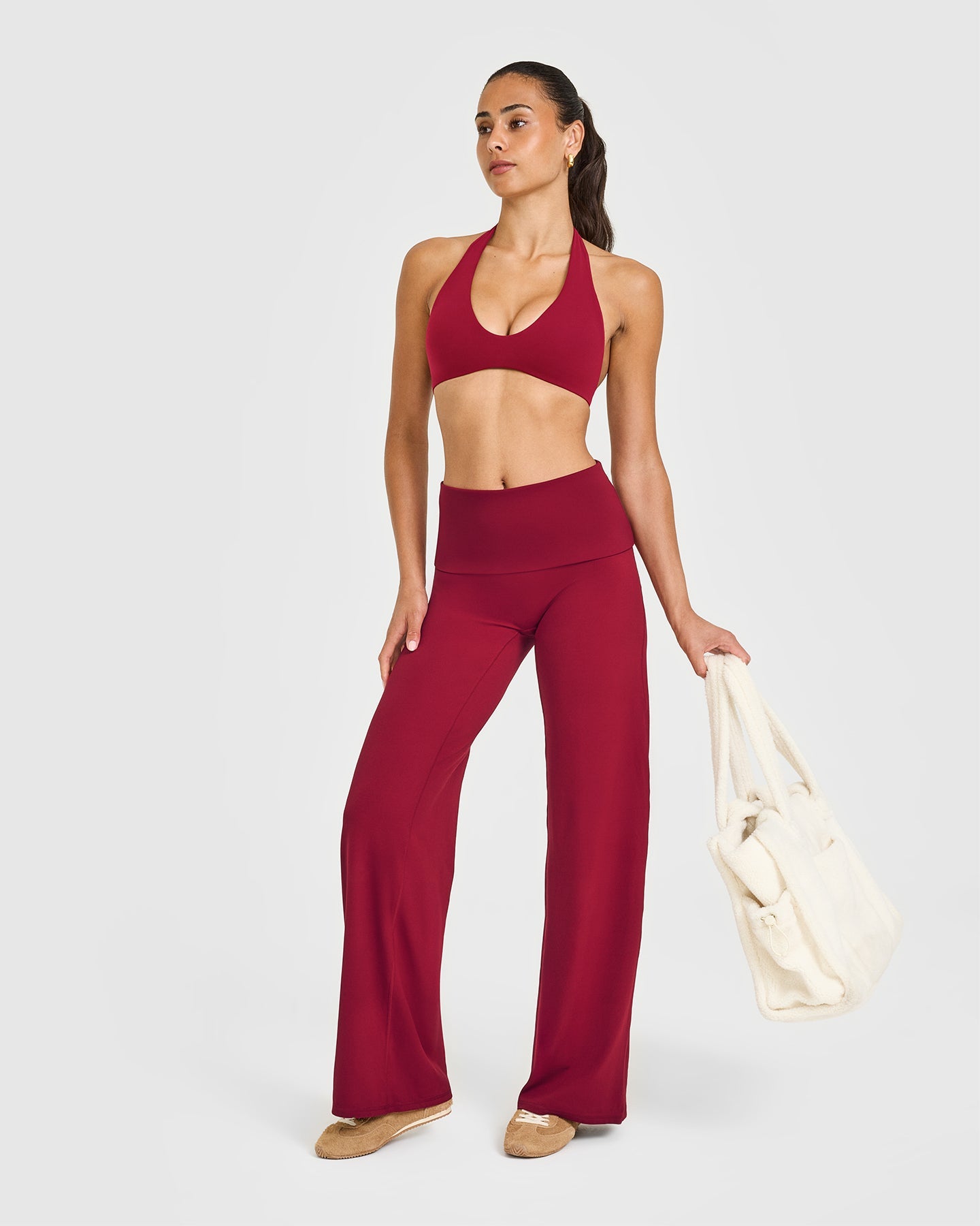 SoftMotion™ Fold Over Straight Leg Bottoms | Ruby Red