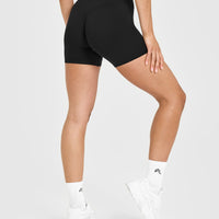 SoftMotion™ High Waisted Shorts 6" with White Logo | Black