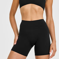 SoftMotion™ High Waisted Shorts 6" with White Logo | Black