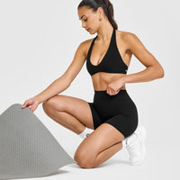 SoftMotion™ High Waisted Shorts 6" with White Logo | Black