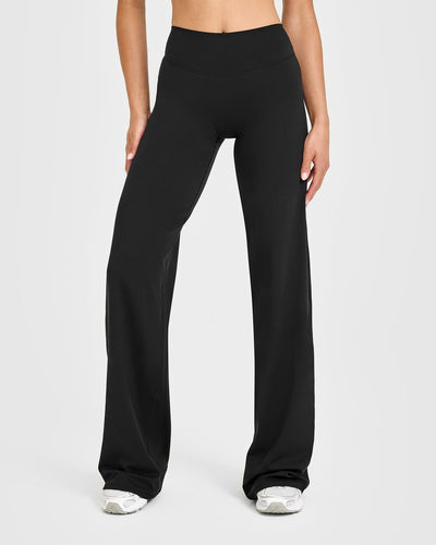SoftMotion™ Straight Leg Bottoms with White Logo | Black