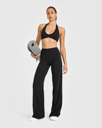 SoftMotion™ Straight Leg Bottoms with White Logo | Black