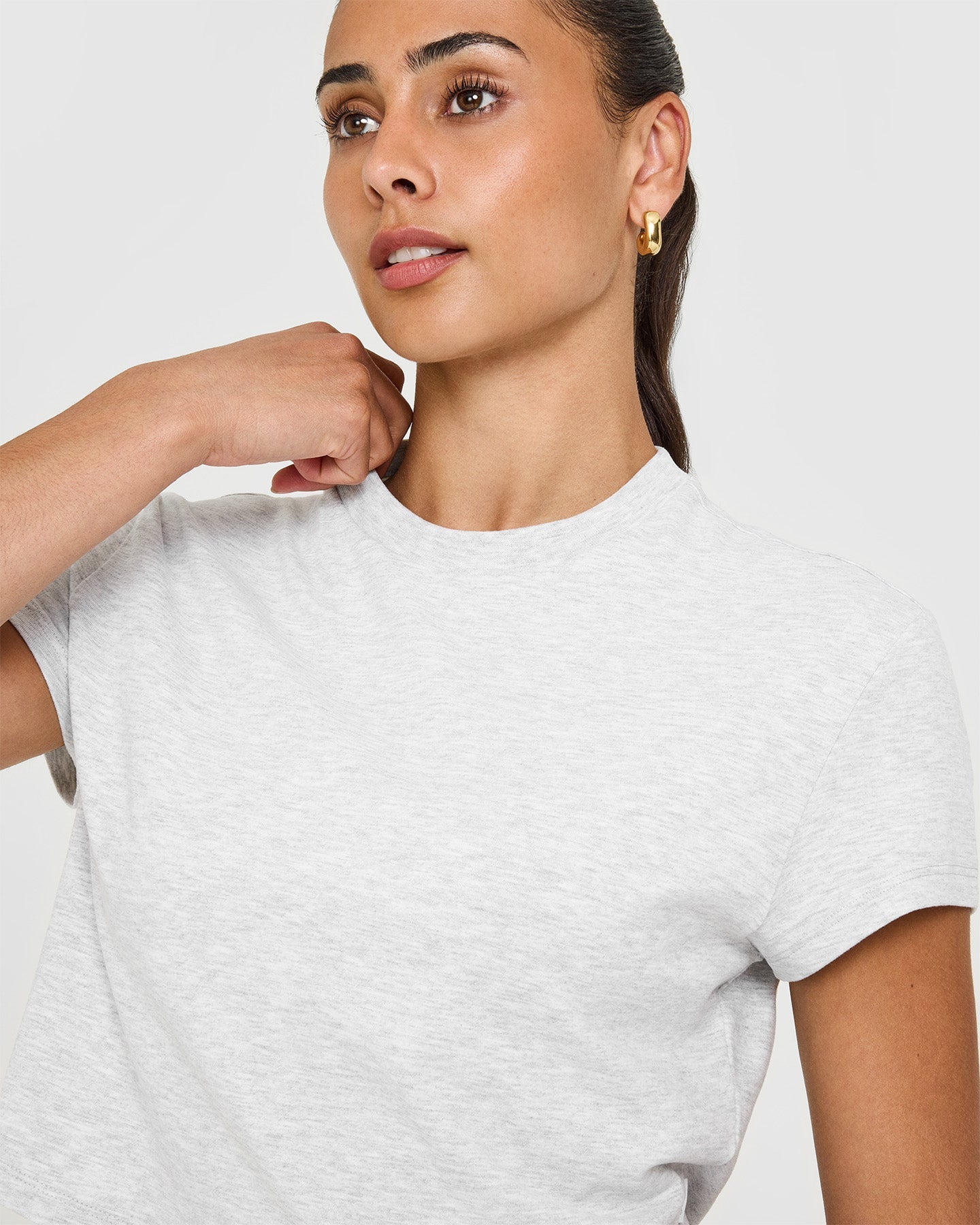 Cotton Relaxed T-Shirt | Light Grey Marl