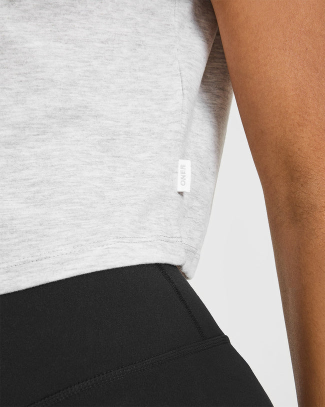 Cotton Relaxed T-Shirt | Light Grey Marl