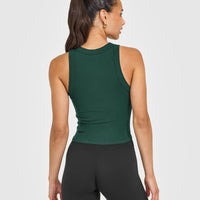 Mellow™ Rib High Neck Mid Tank Top | Racing Green