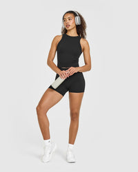 Mellow™ Rib High Neck Mid Tank Top | Black