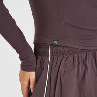 Mellow™ Rib V Neck Mid Long Sleeve Top | Umber Brown