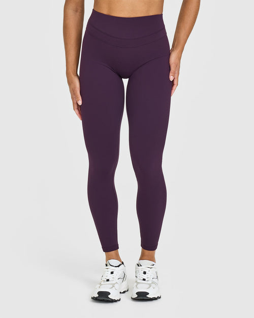 Oner Modal Unified High Waisted Leggings White Logo | Blackberry Purple