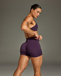 Unified High Waisted Shorts White Logo 6" | Blackberry Purple