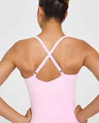 Unified V Neck Cross Back Vest | Chalk Pink
