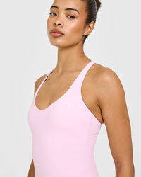 Unified V Neck Cross Back Vest | Chalk Pink