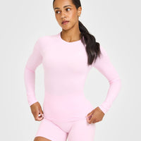 Go To Seamless Fitted Long Sleeve Top | Chalk Pink