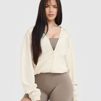 Raw Lounge Oversized Zip Hoodie | Off White