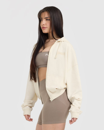 Raw Lounge Oversized Zip Hoodie | Off White