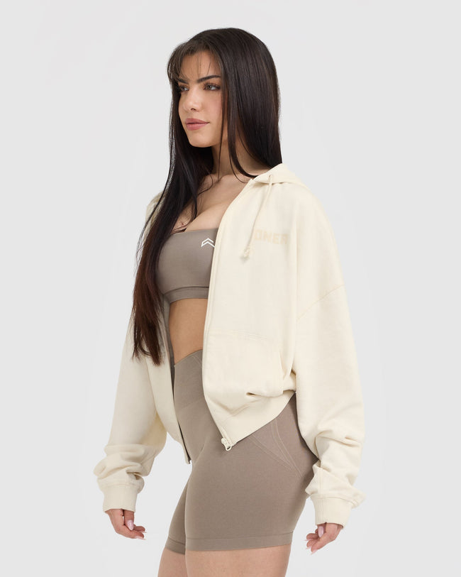Raw Lounge Oversized Zip Hoodie | Off White