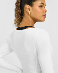 Mellow™ Rib V Neck Long Sleeve Top | White