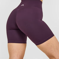Timeless High Waisted Shorts with White Logo | Blackberry Purple