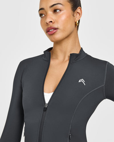 Timeless Jacket with White Logo | Coal