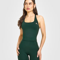 Timeless Square Neck Mid Vest with White Logo | Racing Green