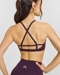 Timeless Strappy Bralette with White Logo | Blackberry Purple