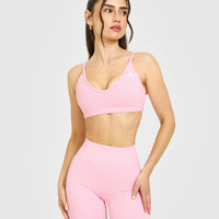 Timeless Strappy Bralette with White Logo | Petal Pink