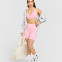 Timeless Strappy Bralette with White Logo | Petal Pink