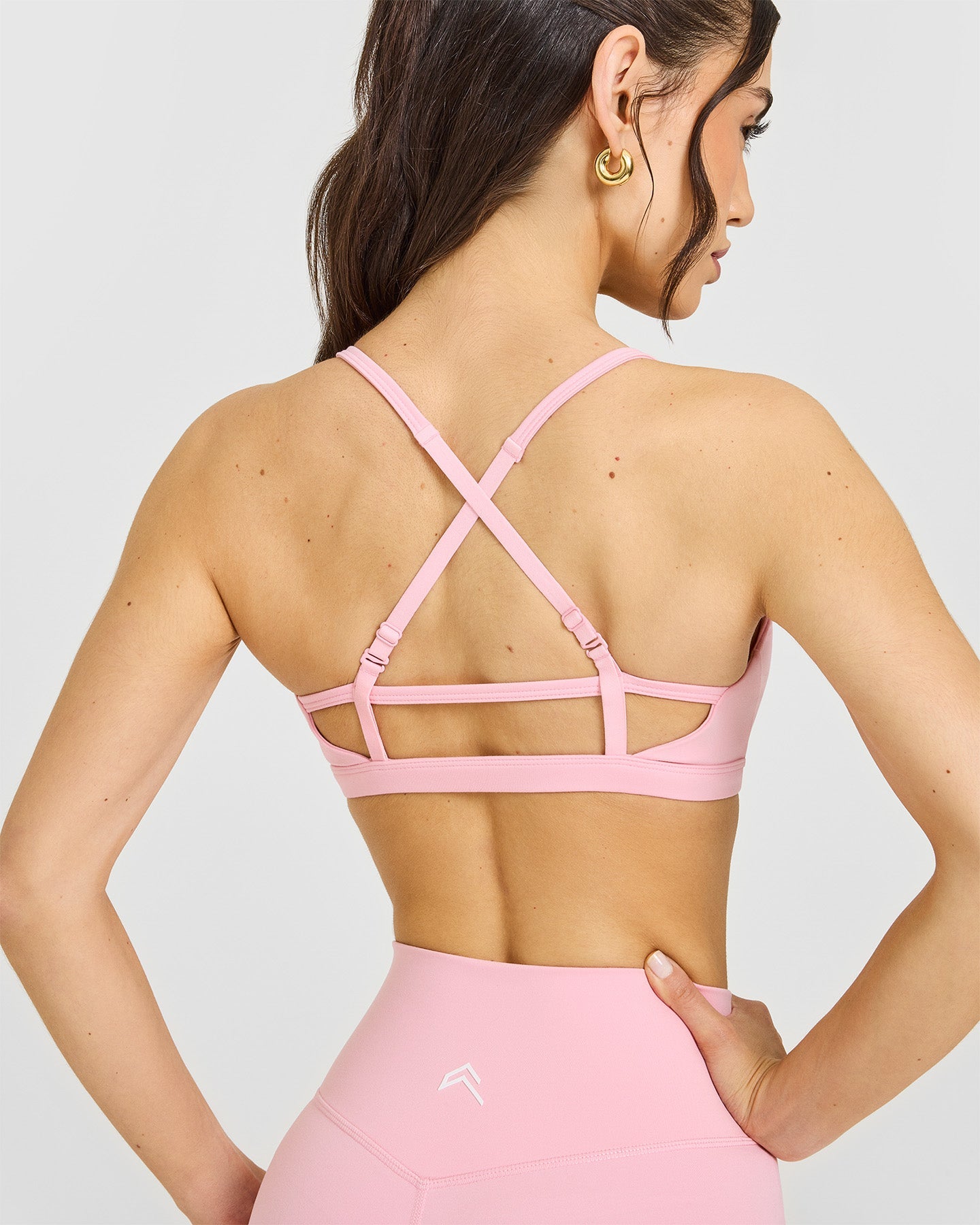 Timeless Strappy Bralette with White Logo | Petal Pink
