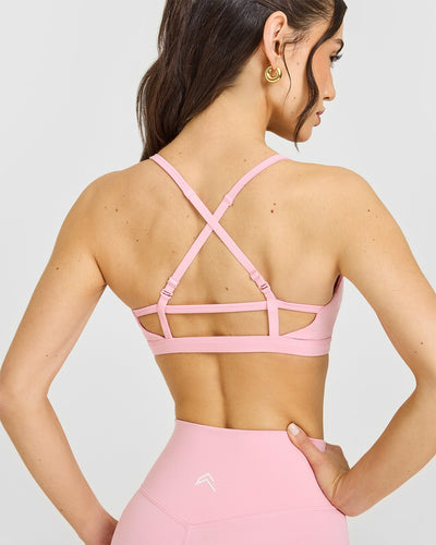 Timeless Strappy Bralette with White Logo | Petal Pink