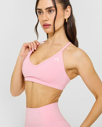 Timeless Strappy Bralette with White Logo | Petal Pink