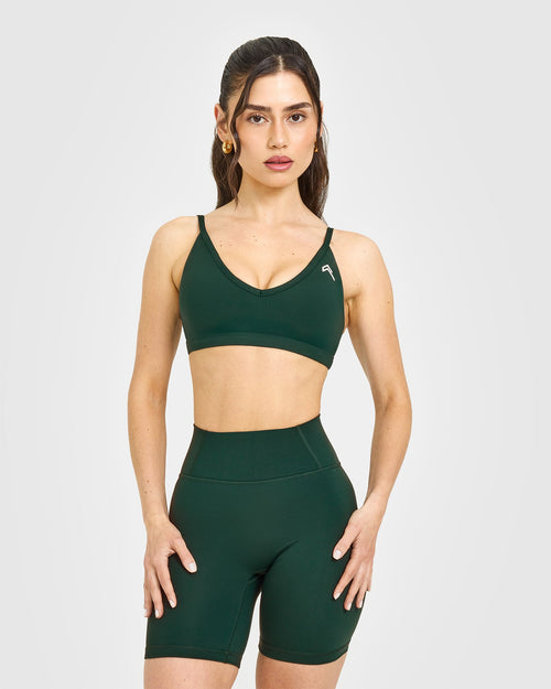 Oner Modal Timeless Strappy Bralette with White Logo | Racing Green