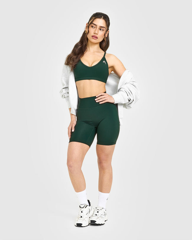 Timeless Strappy Bralette with White Logo | Racing Green
