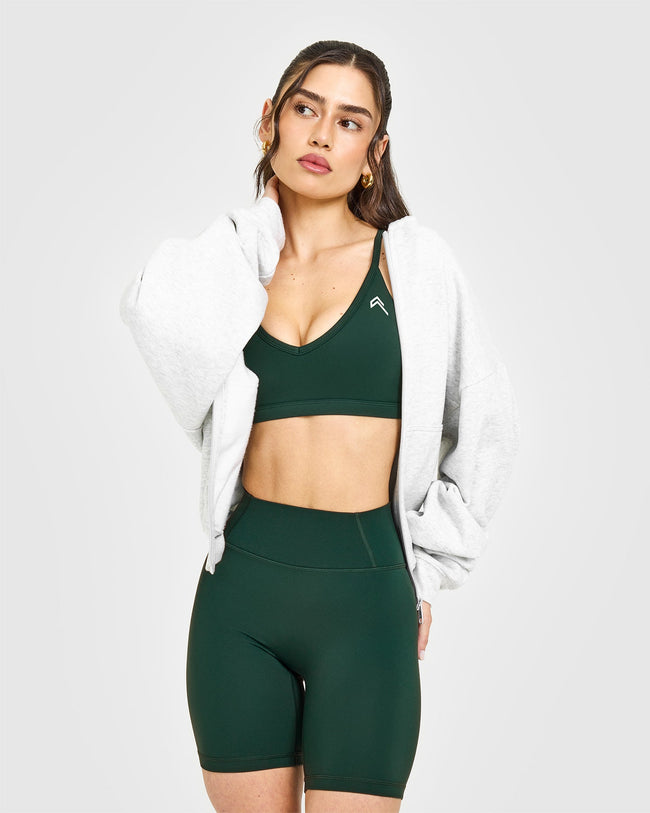 Timeless Strappy Bralette with White Logo | Racing Green