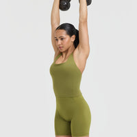 Timeless Square Neck Mid Vest | Olive Green