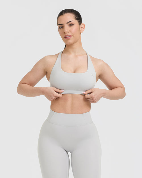 Oner Modal Timeless Square Neck Sports Bra | Light Grey