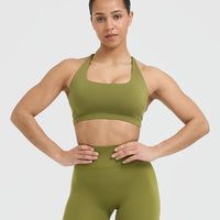 Timeless Square Neck Sports Bra | Olive Green