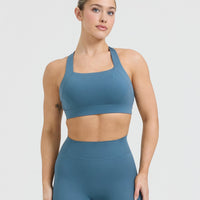 Timeless Wide Strap Sports Bra | Moonstone Blue