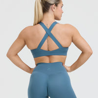Timeless Wide Strap Sports Bra | Moonstone Blue