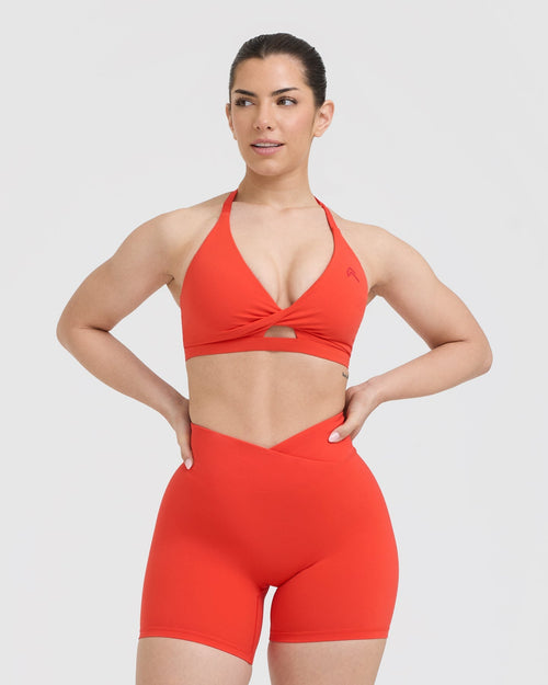 Oner Modal Unified Twist Sports Bra | Charged Orange