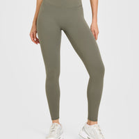 SoftMotion™ High Waisted Leggings with White Logo | Alpine Green