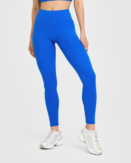 Oner Modal SoftMotion™ High Waisted Leggings with White Logo | Light Cobalt Blue