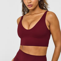 SoftMotion™ Longline Sports Bra with White Logo | Light Rosewood