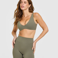 SoftMotion™ Scoop Back Bralette with White Logo | Alpine Green