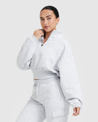 All Day Est 2020 Crop 1/4 Zip Sweatshirt | Light Grey Marl