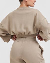 All Day Est 2020 Crop V-Neck Sweatshirt | Sandstone