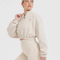 All Day Lightweight Crop 1/4 Zip Sweatshirt | Sand