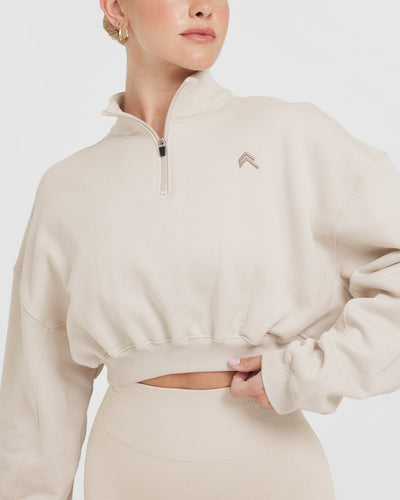 All Day Lightweight Crop 1/4 Zip Sweatshirt | Sand