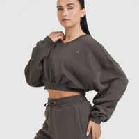 All Day Lightweight Oversized V-Neck Sweatshirt | Deep Taupe