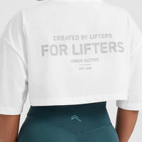 Classic Lifters Graphic Relaxed Crop Lightweight T-Shirt | White
