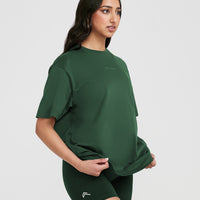 Classic Mirror Graphic Oversized T-Shirt | Washed Evergreen